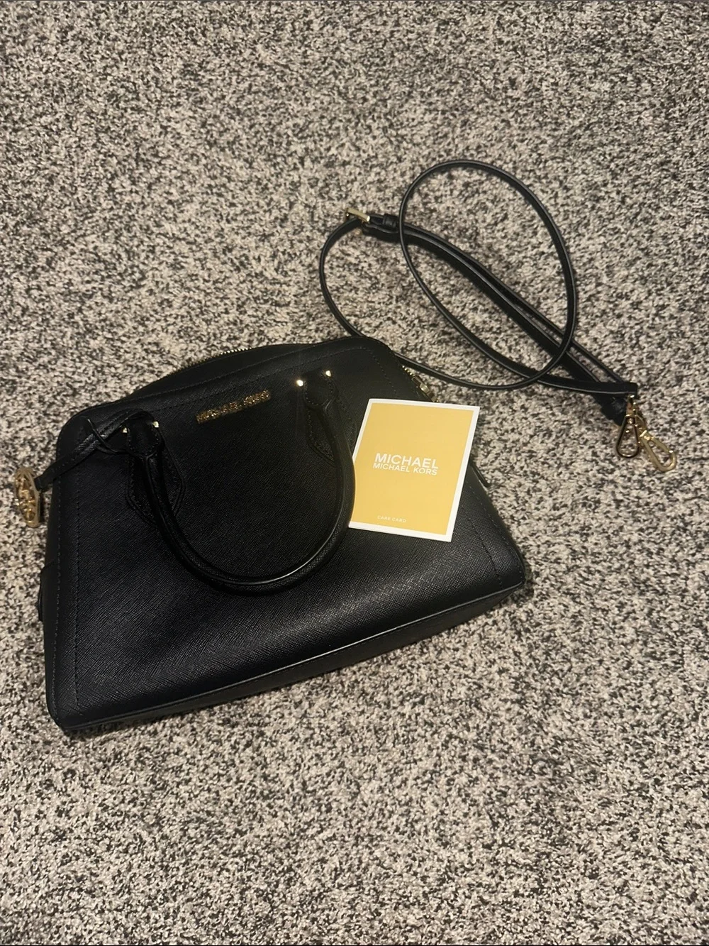 Michael Kors Black Saffiano Dome Satchel with Removable Strap